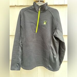 Spyder Men’s XL Bandit Half-zip sweater jacket fleece lines Black/ yellow detail